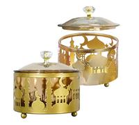 UKCOCO 2pcs Middle East Id-adjha Candy Boxes Gold Color Small Party Favor Containers for Ramadan Eid Festival Snacks and Sweets Home Decoration