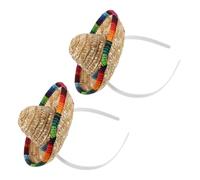 UKCOCO 2pcs Mini Mexican Sombrero Headbands Small Fiesta Party Hats Hairband Accessories for Cinco De Mayo Luau Photo Props and Mexican Theme Decor
