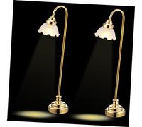 UKCOCO 2pcs Mini Table Lamp Battery Operated Dollhouse Lighting Elegant Shade Decor for Miniature Scenes Adorable for Dollhouse Ornamentation