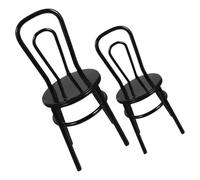 UKCOCO 2pcs Miniature Iron Dollhouse Chairs Set, Black Large and Small Mini Patio Furniture, Dollhouse Accessories for Fairy Garden and Home Collectibles