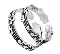 UKCOCO 2pcs Music Note Couple Rings Open Adjustable Finger Rings Vintage Style Anniversary Jewelry Set for Men and Women