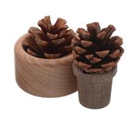 UKCOCO 2pcs Natural Wood Oil Diffuser Set - Pine Cone Solid Wood Fragrance Diffuser North American Black Walnut European Beech for Home, Office, and Car Aromatherapy