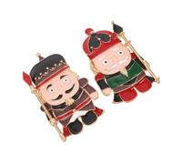 UKCOCO 2pcs Nutcracker Soldier Brooch Pins for Women, Enamel Alloy Lapel Pins with Festive Flair, Versatile Accessory Resilient to Daily Wear, for Hats and Backpacks during Holiday