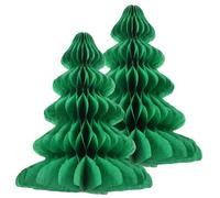 UKCOCO 2pcs Paper Christmas Tree: Honeycomb Table & Hanging Decoration - Green Party Favors for Christmas Festival, 11.8X8.7 Inches