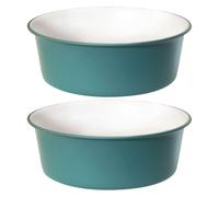UKCOCO 2pcs Plastic Washbasin Set for Bathroom and Foot Bath, Medium Size Green and White Dual-color Hand Wash Basin for Face Cleansing and Clothes Washing