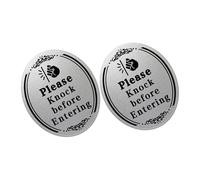 UKCOCO 2pcs Please Knock Door Sign Sticker Vinyl Knock the Door Sign for Shops Kitchens Walls Windows Easy to Understand Self Adhesive Reminder for Visitors