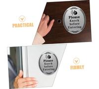 UKCOCO 2pcs Please Knock Sign Stickers for Door Adhesive Reminder Labels Knock Before Entering Door Signs Bedroom Office Strong Adhesive for Clean Surfaces
