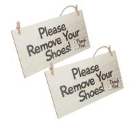 UKCOCO 2pcs Please Remove Your Shoes Wooden Hanging Sign with Rope for Front Door Wood Grain Plaque for Home Hotel Office Decoration and Door Wall Ornament