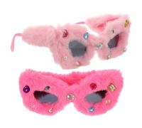 UKCOCO 2pcs Plush Masquerade Glasses with Vintage Cat Shades, Comfortable Retro Party Eyewear Ready to Use the Box, Graduation Gifts for Birthday and Makeup Carnival