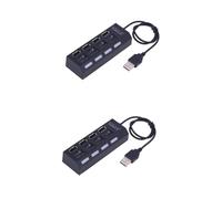 UKCOCO 2pcs Portable Usb Hub Ports Usb Data Splitter Individual Compatible Pc Laptop and Desktop Led Indicator for Power Status Compact Design Black