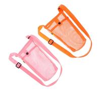 UKCOCO 2pcs Portable Water Bottle Carrier with Adjustable Strap Mesh Sling Bag with Pocket for Hiking Walking and Travel Fit Water Bottle Holder Pouch Orange Pink