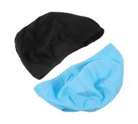 UKCOCO 2Pcs PU Swim Cap for Men and Women Large Non Slip Swimming Hats with Elastic Durable PU and Cloth Material Suitable for Bathing Spa and Long Hair Protection