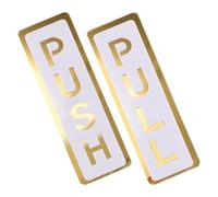 UKCOCO 2pcs Push Pull Door Sign Sticker Double Layer White and Gold Acrylic 3d Mirror Effect Entrance Door Sign for Store and Office