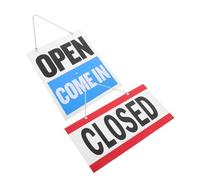 UKCOCO 2pcs PVC Double Sided Business Hours Door Sign with Hanging Chain Open Closed Store Front Door Plaque for Office Shop Home Visible Both Sides and Reusable