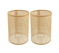 UKCOCO 2pcs Rattan Woven Lampshades Set for Bedroom Floor and Pendant Lamps, Decorative Ceiling Light Covers, Rustic Bamboo Weaving Lamp Shade for Home Hotel Use