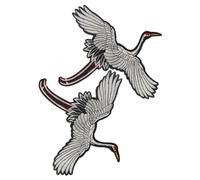 UKCOCO 2pcs Red-Crowned Crane Embroidered Iron on Patch for Clothing and Blankets, Sewing Applique with Embroidery Thread for Manual Crafts and Patching Holes