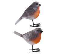 UKCOCO 2pcs Resin Bird Statue Decorative Robin Figurines for Garden and Desk Lightweight Natural Look Bird Ornaments for Indoor Outdoor