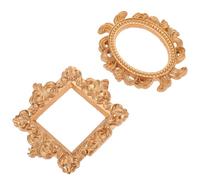UKCOCO 2pcs Resin Picture Frames in Golden Oval Shape, Decorative Photo Display Frames with Vintage European Style for Bedroom and Home Decoration