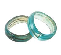 UKCOCO 2pcs Retro Vintage Wide Acrylic Bangle Bracelet Set with Irregular Geometric Wavy Shape, Green Chunky Wrist Jewelry for Women’s Summer Party Accessories