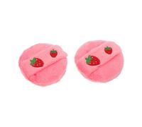 UKCOCO 2pcs Reusable Body Powder Puff Set Cute Embroidery Cartoon Pattern, Pink Plush round Makeup Puff for Excellent Powder Pickup and Washable Use at Home