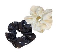 UKCOCO 2pcs Rhinestone Oversized Scrunchies Hair Ties Elastic Ponytail Holders Large Hair Accessories for Women White and Black Sparkly Rings Suitable for Daily and Party Use