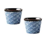 UKCOCO 2pcs Sake Serving Cup 200ml Japanese Style Glazed Ceramic Sea Wave