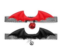 UKCOCO 2pcs Small Breakaway Cat Collars with Bells Adjustable Skin-friendly Kitten Collars for Indoor Use Halloween Bat Wing Design