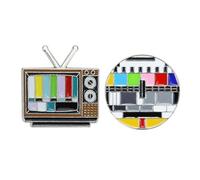 UKCOCO 2pcs Small Retro Tv Channels Brooch Pins Set, Creative Colorful Enamel Brooches for Women, Vintage Costume Props Decoration Accessories