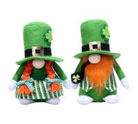 UKCOCO 2Pcs St. Patrick's Day Gnome Irish Plush Doll: Irish Green Hats Leprechaun Lucky Clover Shamrocks Dwarf for Home Table Party Decor