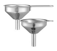 UKCOCO 2pcs Stainless Steel Kitchen Funnels with Strainer, Mini Thickened Oil and Wine Dispensing Funnels for Home Use, Short and Long Handle Liquid Transferring Tools