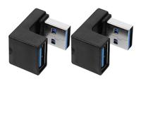 UKCOCO 2pcs USB 3.0 Male to Female 90 Degree Right Angle Angled USB Extender Adapter Blue Front for Laptop Connector High-speed 10gbps Data Transfer Compatible