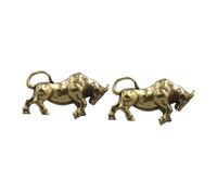 UKCOCO 2pcs Vintage Bullfight Pendant Brass Keychain Retro Style Bull Year Decoration Charm for Men Arts Crafts Jewelry Making