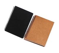 UKCOCO 2Pcs Vintage Coil Sketchbooks Unlined Drawing Pads with Kraft Black Covers for Outdoor Sketching Artists and Novices Hardcover Notebooks for Pencil Pastels Crayons
