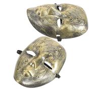UKCOCO 2pcs Vintage Full Face Costume Mask for Men, Plastic Material Hand Engraved Patterns, Comfortable Wear for Carnival and Photo Prop Events