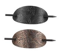 UKCOCO 2pcs Vintage Hair Sticks for Women Oval Shape Leather Bun Holders Simple Hairpins for Updos Elegant Girl Hair Accessories