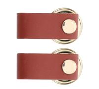 UKCOCO 2pcs Vintage Leather Drawer Pulls Single Hole Cabinet Handles Mid Century Shoe Cabinet Hardware Decorative Knobs for Wardrobe Dresser in Light Brown Zinc Alloy