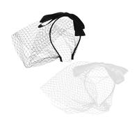 UKCOCO 2pcs Vintage Mesh Veil Hairbands with Bowknot, Black and White Thin Headbands for Women, Lightweight Breathable Tulle Hair Accessories Suitable for Weddings and Tea Parties