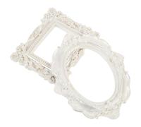 UKCOCO 2pcs Vintage Selfie Picture Frame Set with Pearl White Oval and Resin Frames, Decorative Photo Background Props for Photography and Studio Posing