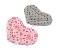 UKCOCO 2pcs Warm Hamster Sleeping Bed Set Heart Pattern Small Animal Nest Cushion for Winter, Soft Pet Nest Pad for Hamsters and Guinea Pigs, Cozy Sleeping Mat for Small Pets