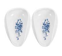 UKCOCO 2pcs White Porcelain Tea Scoops Ceramic Tea Leaf Spoons with Blue Peony Pattern Practical Accessories for Loose Leaf Brewing and Serving
