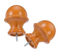 UKCOCO 2pcs Wood Curtain Rod Finials Mushroom Head Shape Sturdy Iron and Wood Material Curtain Rod End Caps for 29mm Poles Concealing Connection for Living Room and Home Styles