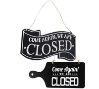 UKCOCO 2pcs Wood Open Closed Business Sign Double Sided Hanging Door Decor Simple and Generous Style Inform Business Status Attract Potential Customers for Shops