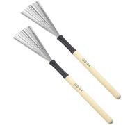 UKCOCO 2pcs Wooden Handle Drum Brushes Steel Wire Percussion Brushes for Drums Jazz Drumsticks Instrument Accessories with Natural Wood Handle Suitable for Band and Studio Use