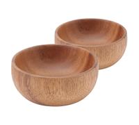 UKCOCO 2pcs Wooden Serving Bowls Hand Polished Acacia Wood Salad and Snack Bowls Smooth Fine Finish Multifunctional Food Serving Dish for Home and Hotel Kitchen Elegant Rustic Design with