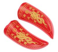 UKCOCO 2pcs Wooden Yin and Yang Divination Tool Set 2.5 Inch Red Twin Dragon Goat Horn Design Taoist Buddhist Supplies for Feng Shui Rituals and Home Use