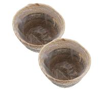 UKCOCO 2Pcs Woven Straw Flower Baskets Multipurpose Plant Containers for Indoor Desktop Use Seagrass Plant Holders with Large Capacity for Flowers and Home Decor