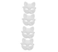 UKCOCO 2sets Blank Cat Masks for DIY Painting Unfinished Plastic Masks for Masquerade Parties for Carnival and Halloween Decorations 2pcs*2