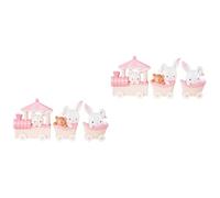 UKCOCO 2sets Pink Bunny Train Cake Toppers Creative Cake Decor for Birthdays Home Decoration and Celebrations Safe Material Unique Cartoon Design for Desserts and 3pcs*2
