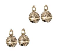 UKCOCO 2sets Vintage Brass Keychain Bell Pendant DIY Key Ring Charms for Crafts Compact Decorative Accessory for Birthdays Festivals Chic Design 2pcs*2
