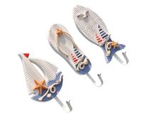 UKCOCO 3 Pcs Mediterranean Style Wooden Hooks Multi-Function Strong Clothes Hooks for Hanging Coats and Hats Easy Storage Method Marine Style Home Organisation